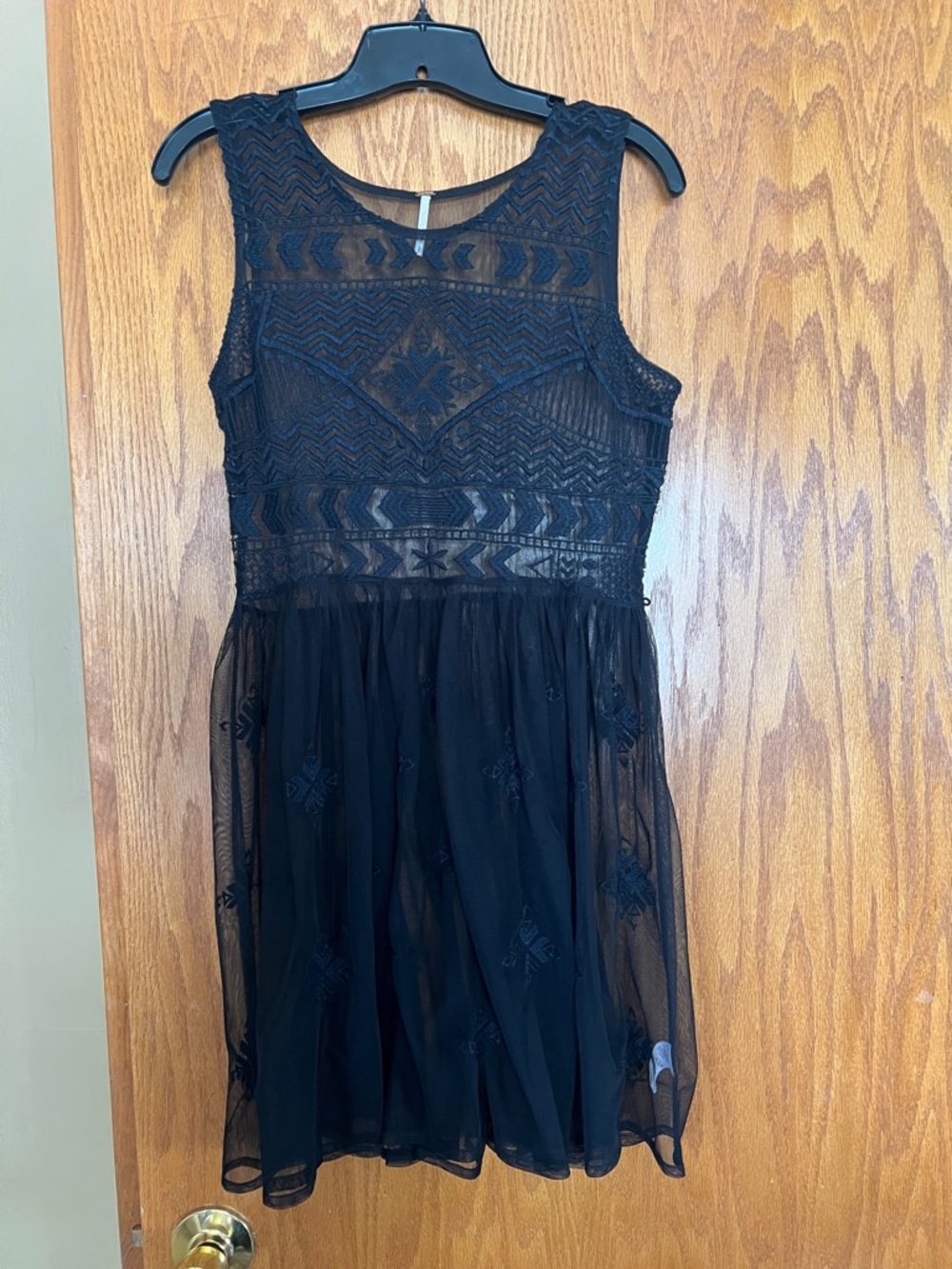 Free People Black Lace Overlay Tulle Dress